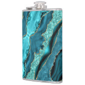 Agate Aquamarin Blue Gold Marmor Aqua Türkis Flask Flachmann (Links)