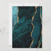 Agate Aquamarin Blue Gold Script Dark Wedding Save The Date (Rückseite)
