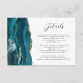 Agate Aquamarin Blue Gold Script Hochzeitsdetails Begleitkarte (Vorderseite)