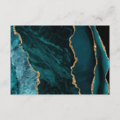 Agate Aquamarin Blue Gold Script Hochzeitsdetails Begleitkarte (Rückseite)