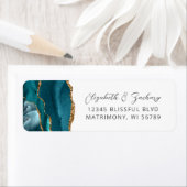Agate Aquamarin Blue Gold Wedding Rücksendeadresse (Insitu)