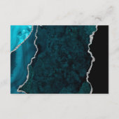Agate Aquamarin Blue Silver Script Hochzeitsdetail Begleitkarte (Rückseite)