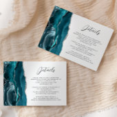 Agate Aquamarin Blue Silver Script Hochzeitsdetail Begleitkarte