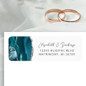 Agate Aquamarin Blue Silver Wedding Rücksendeadres