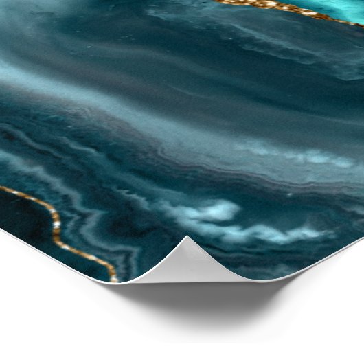 Agate Aquamarin Gold Script Wedding Willkommen Poster (Ecke)