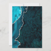 Agate Aquamarin Silver Modern Script Wedding Save The Date (Rückseite)