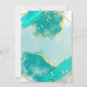Agate Aquamarin und Gold Geometric Glitzer Wedding Einladung (Rückseite)