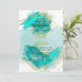 Agate Aquamarin und Gold Geometrice Brautparty Einladung (Stehend Vorderseite)