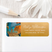 Agate Aquarell Türkis Goldorange Adresse (Insitu)