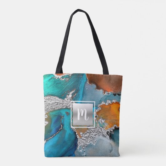 Agate Aquarellfarben-Monogramm Tasche (Rückseite)