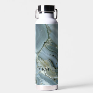 Agate Baby Blue Gold Marble Individuelle Name Lett Trinkflasche