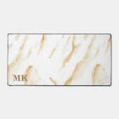 Agate Beige & White Marble Individuelle Name Lette Schreibtischunterlage (Vorderseite)