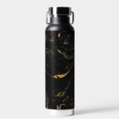 Agate Black and Gold Marmor Individuelle Name Lett Trinkflasche (Vorne)
