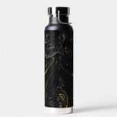 Agate Black and Gold Marmor Individuelle Name Lett Trinkflasche (Links)