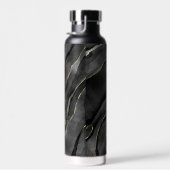 Agate Black and Gold Marmor Individuelle Name Lett Trinkflasche (Rechts)