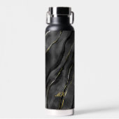 Agate Black and Gold Marmor Individuelle Name Lett Trinkflasche (Vorne)