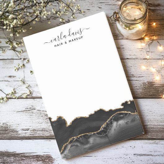 Agate Black and Gold Marmor Moderner Salon Post-it Klebezettel