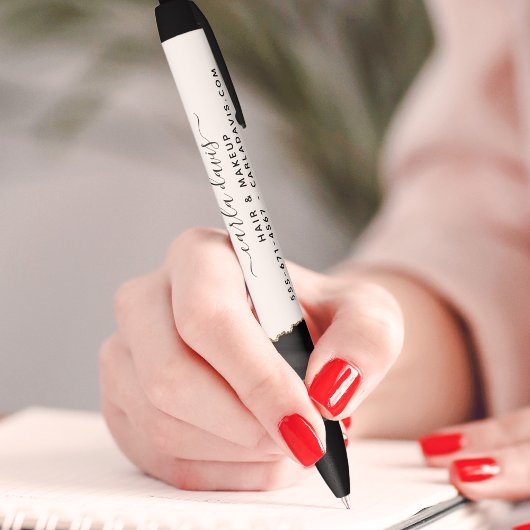 Agate Black and Gold Marmor Script Salon Kugelschreiber