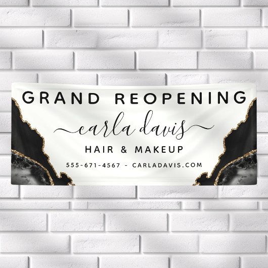 Agate Black and Gold Marmorsalon Wiedereröffnung Banner