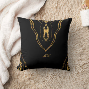 Agate Black and gold Marmorwirbel Kissen