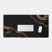 Agate Black and gold Marmorwirbel Schreibtischunterlage (Tastatur & Maus)