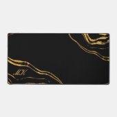 Agate Black and gold Marmorwirbel Schreibtischunterlage (Vorderseite)