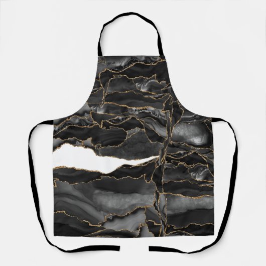 Agate Black Gold Glitzer Schürze (Vorderseite)