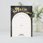 Agate Black Gold Marble Arch Manicure Display Card Dankeskarte (Stehend Vorderseite)