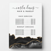 Agate Black Gold Marble Salon Preis Menü Plaque Fotoplatte (Vorderseite)