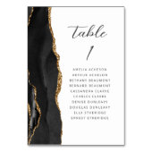 Agate Black Gold Moderne Script Hochzeit Tischnummer (Rückseite)