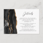 Agate Black Gold Moderne SkriptWedding Details Begleitkarte (Vorderseite)