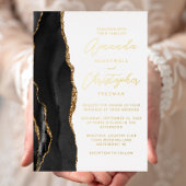Agate Black Gold Script Wedding Folieneinladung