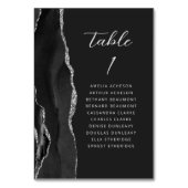 Agate Black Silver Moderne Skriptdunkle Hochzeit Tischnummer (Vorderseite)