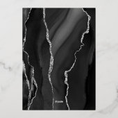 Agate Black Silver Script Dark Wedding Folieneinladung (Rückseite)