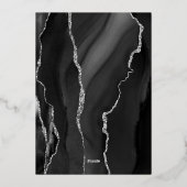 Agate Black Silver Script Dark Wedding Folieneinladung (Rückseite)