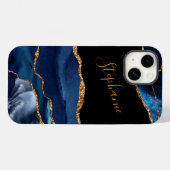 Agate Blue Gold Glitzer Individuelle Name Case-Mate iPhone Hülle (Rückseite (Horizontal))