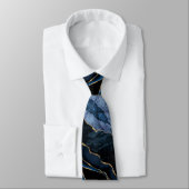 Agate Blue Gold Marble Elegante Neck Tie Geschenk Krawatte (Gebunden)