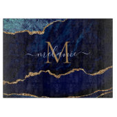 Agate Blue Gold Marmor Cutting Board Individuelle  Schneidebrett (Vorderseite)