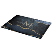 Agate Blue Gold Marmor Individuelle Name Cutting B Schneidebrett (Ecke)