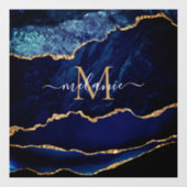 Agate Blue Gold Marmor Name Letter-Fenster Klammer Fensteraufkleber (Blatt)