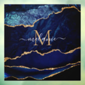 Agate Blue Gold Marmor Name Letter-Fenster Klammer Fensteraufkleber (Blatt 3)