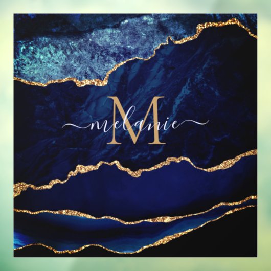 Agate Blue Gold Marmor Name Letter-Fenster Klammer Fensteraufkleber (Blatt 3)