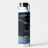Agate Blue Gold Marmor Name Letter Water Flasche (Vorne)