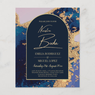 Agate Blue Gold Nuestra Boda Spanish Wedding LeahG Flyer