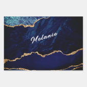 Agate Blue Gold Wrapping Paper Sheets - Ihr Name Geschenkpapier Set (Vorderseite 2)