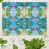 Agate Blue Green Gold Aquarell Geschirrtuch (Gefaltet)