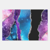 Agate Blue Lila Pink Silver Glitzer Extravagant Hü Geschenkpapier Set (Vorderseite 2)