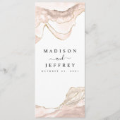 Agate Blush & Gold Glitzer Hochzeit Menükarte (Rückseite)