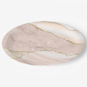 Agate Blush & Gold Glitzer Hochzeitsscheibe Pappteller (Schrägansicht)