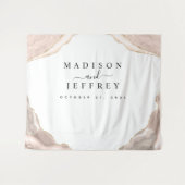 Agate Blush & Gold Glitzer Hochzeitsvorhang Wandteppich (Vorderseite (Horizontal))